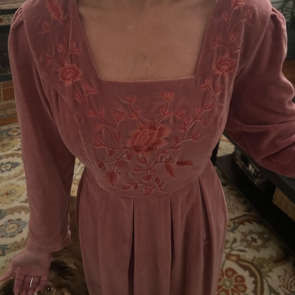 Dusty Pink Velvet Dress$170 New Y2K Gunny Renaissance Romantic Festival Boho - Picture 3 of 12